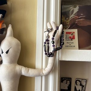 Freshwater pearl and silver double-strand bracelet